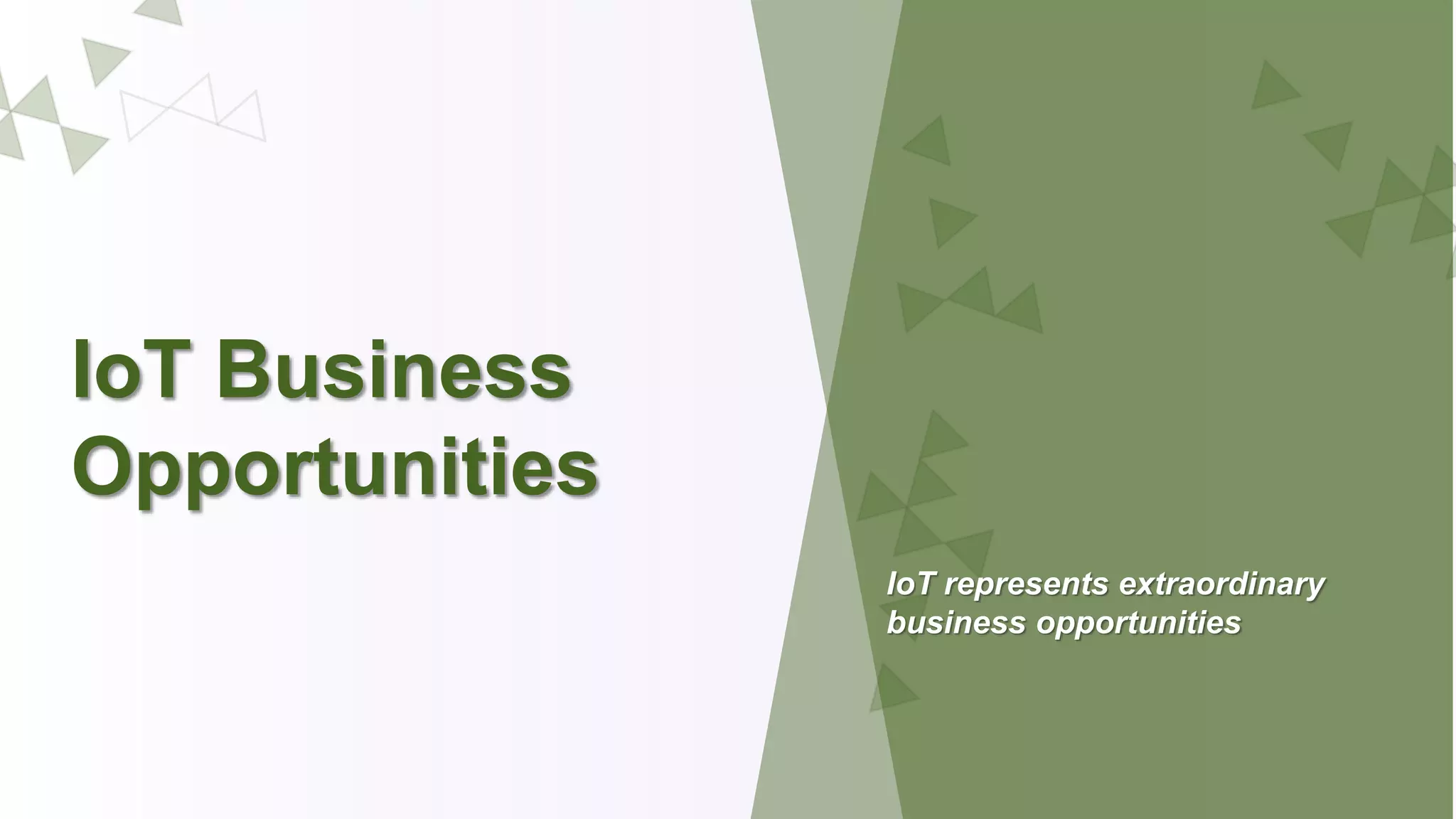 IoT Business
Opportunities
IoT represents extraordinary
business opportunities
 
