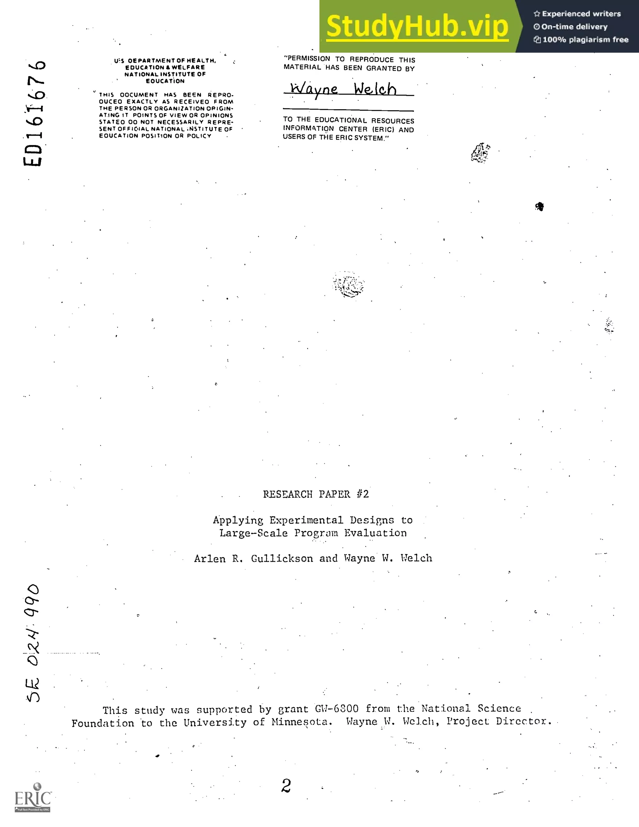 Applying Experimental Designs To Large-Scale Program Evaluation ...