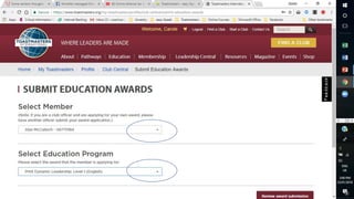 BCM Tasks: Applying for a level award at club central sample
