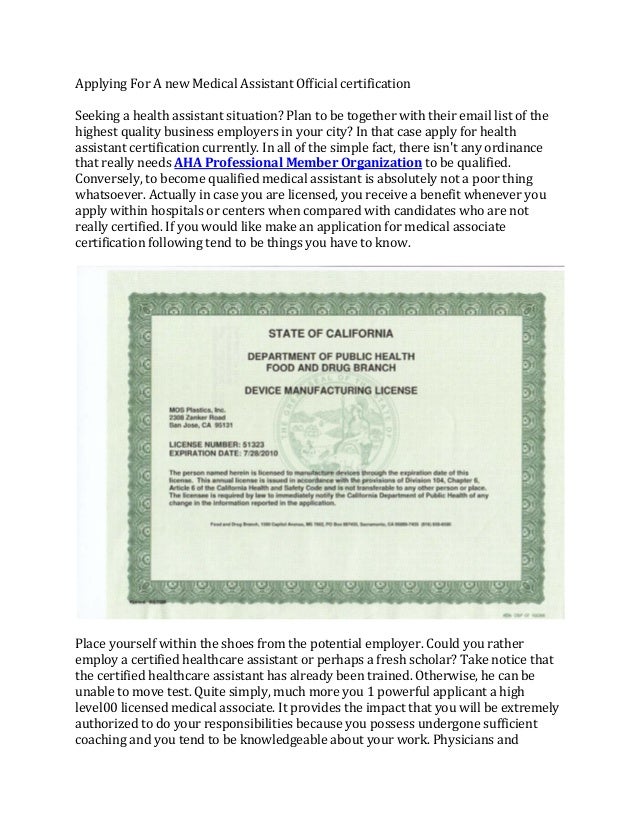 Applying For A New Medical Assistant Official Certification