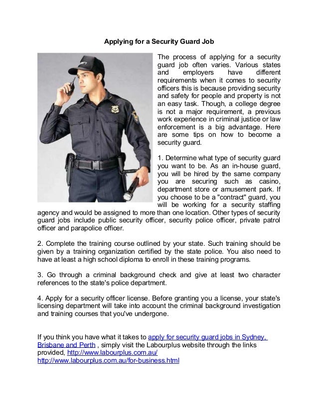applying for a security guard job