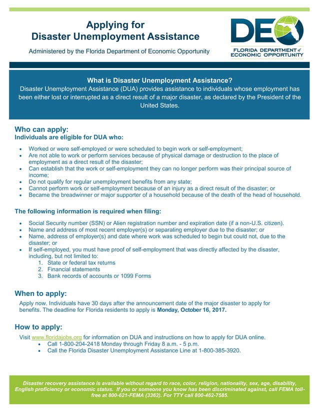 Applying for Disaster Unemployment Assistance