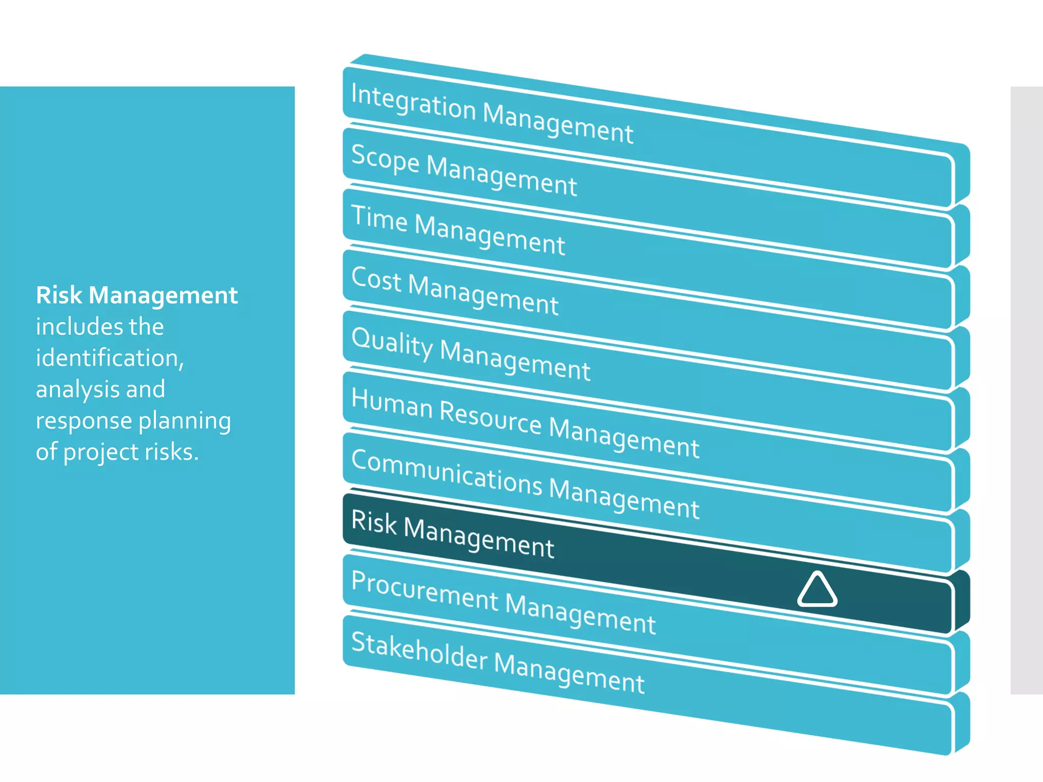 
Risk Management
includes the
identification,
analysis and
response planning
of project risks.
 