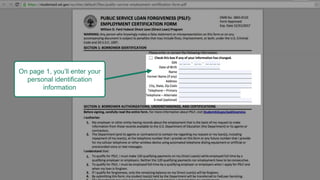 On page 1, you’ll enter your
personal identification
information
 