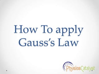 How To apply
Gauss’s Law
 