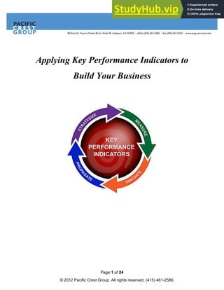 Page 1 of 24
© 2012 Pacific Crest Group. All rights reserved. (415) 461-2586.
Applying Key Performance Indicators to
Build Your Business
 