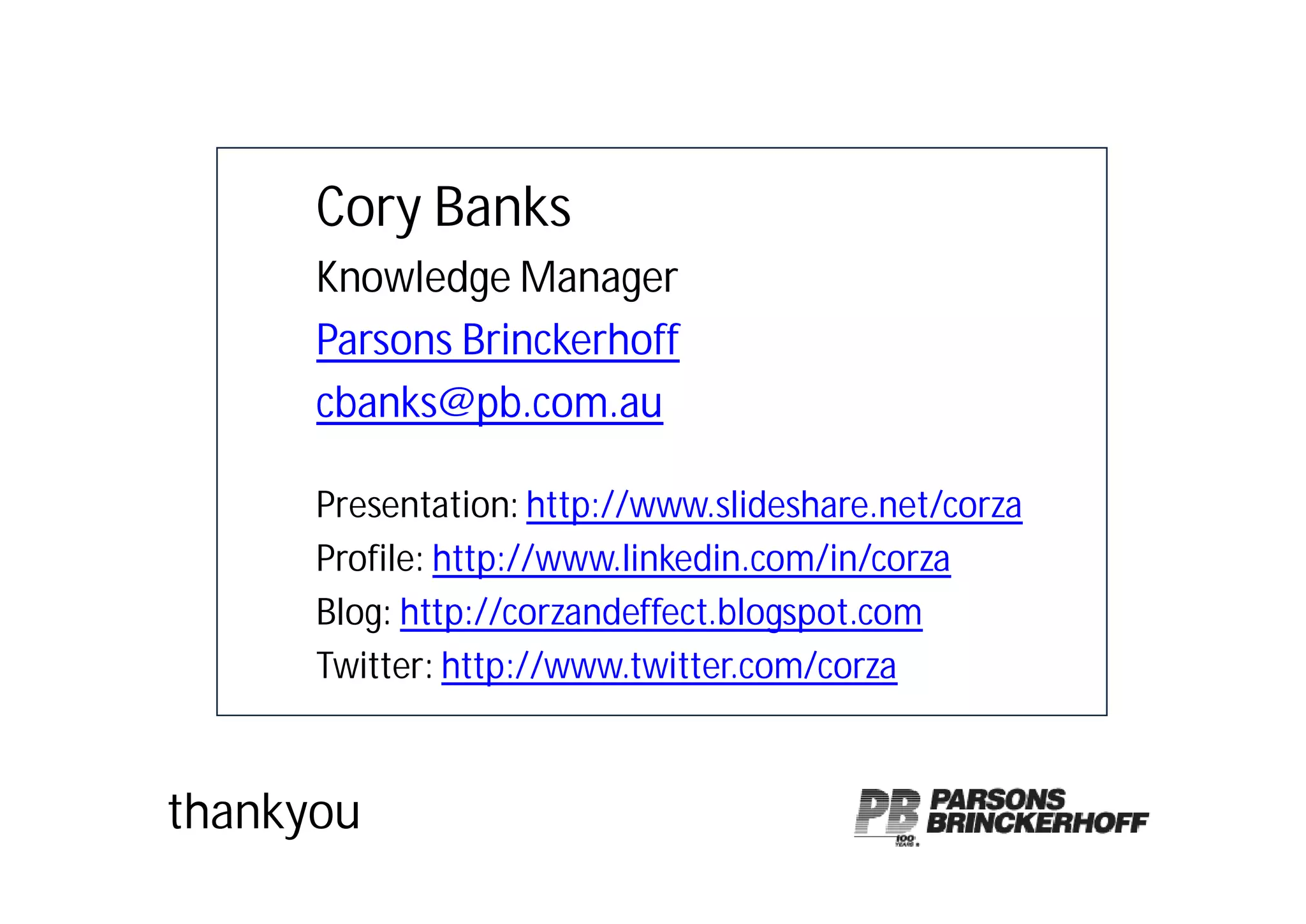 Applying Knowledge   Cory Banks