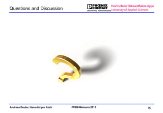 Andreas Deuter, Hans-Jürgen Koch IWSM-Mensura 2015
Questions and Discussion
15
 