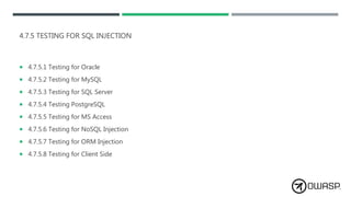 Applying OWASP web security testing guide (OWSTG) | PPTX