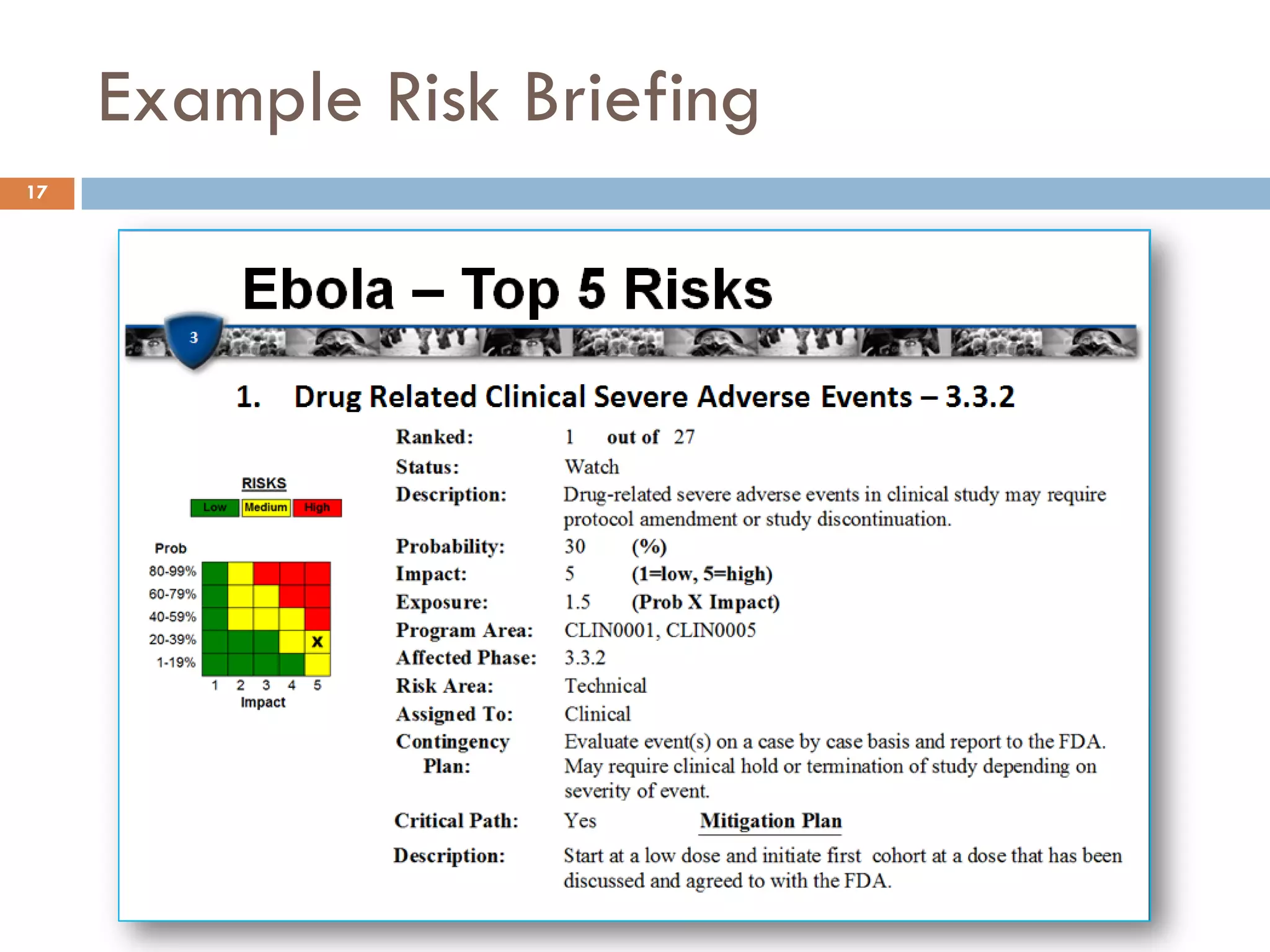Example Risk Briefing
17
 