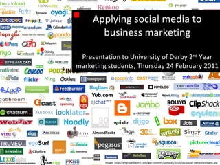 Applying social media to business marketing Presentation to University of Derby 2 nd  Year marketing students, Thursday 24 February 2011 Image: http://engravedword.com/wp-content/uploads/2010/06/social-networks-logos.jpg 