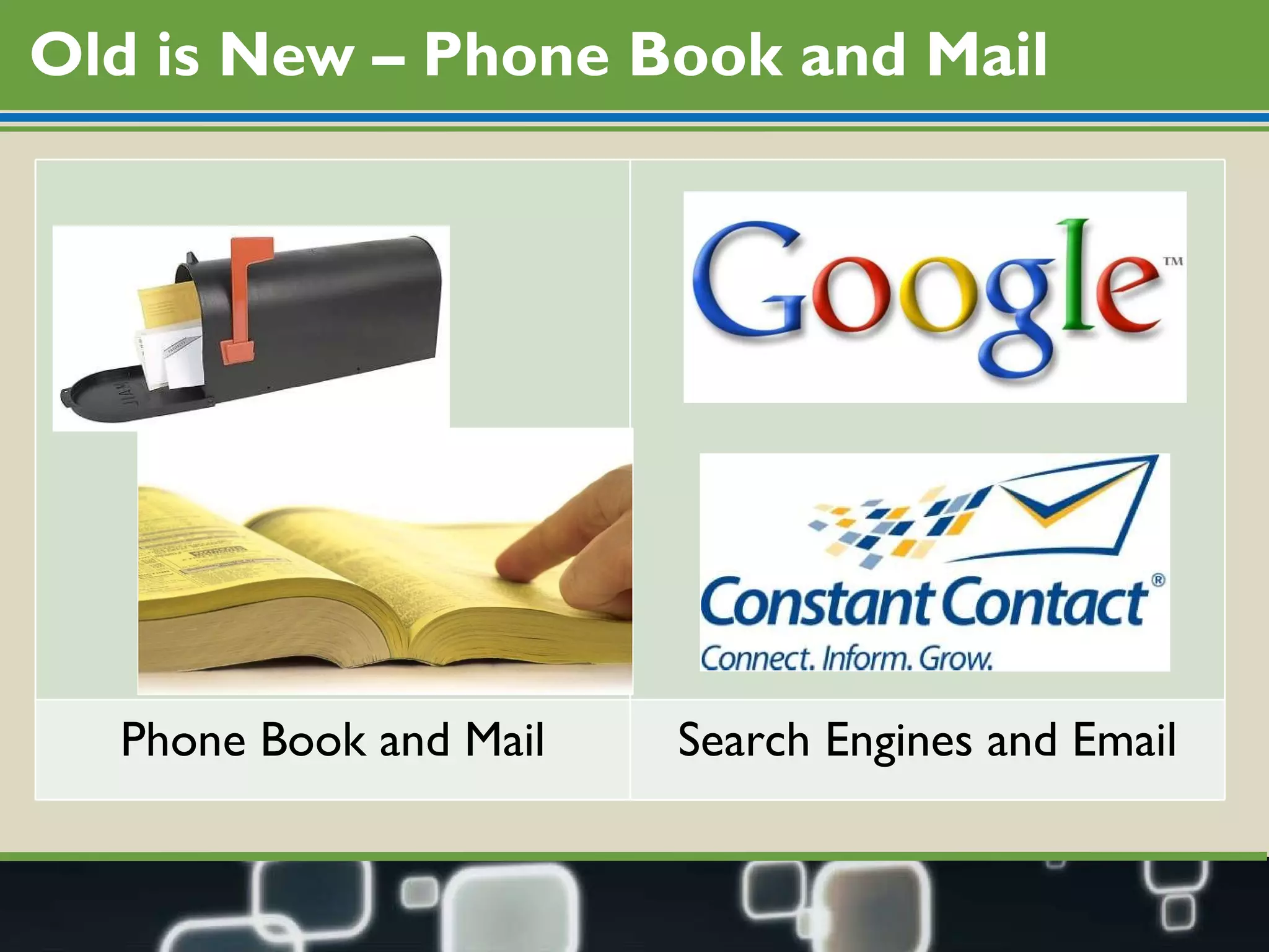 Old is New – Phone Book and Mail Phone Book and Mail Search Engines and Email 