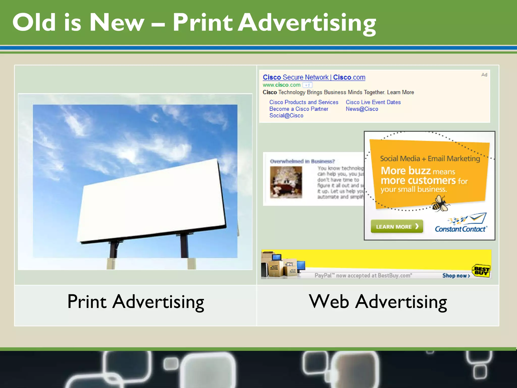 Old is New – Print Advertising Print Advertising Web Advertising 
