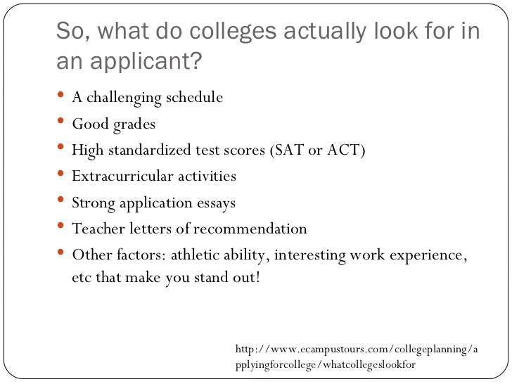 what do colleges look for