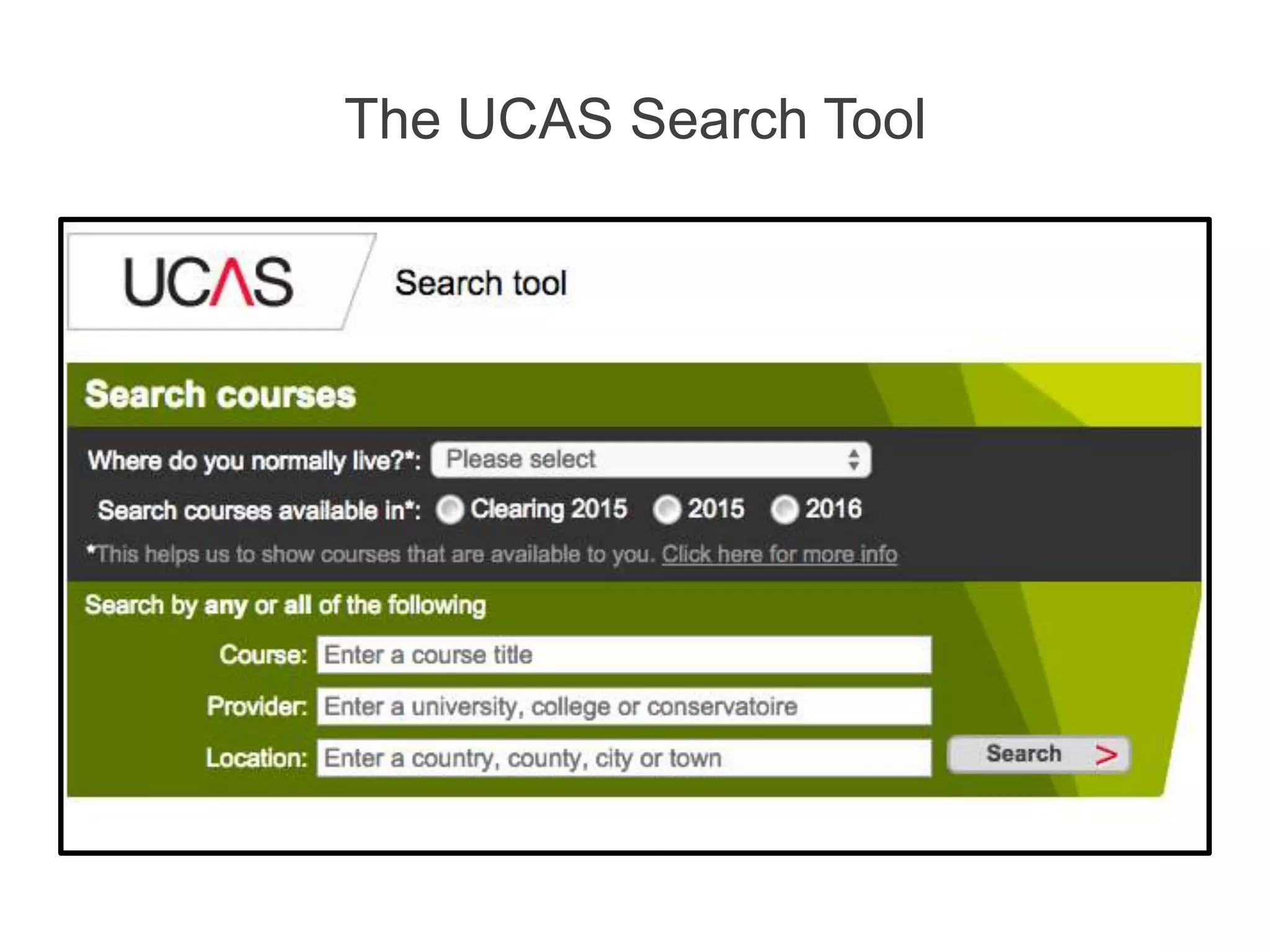 The UCAS Search Tool
 