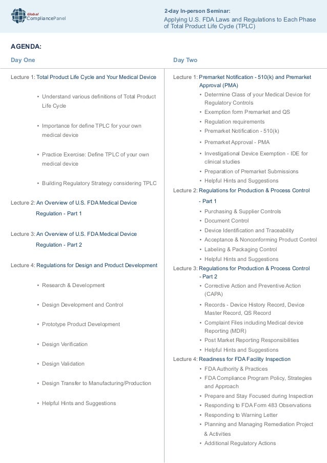 Applying U.S. FDA Laws and Regulations to Each Phase of Total Product