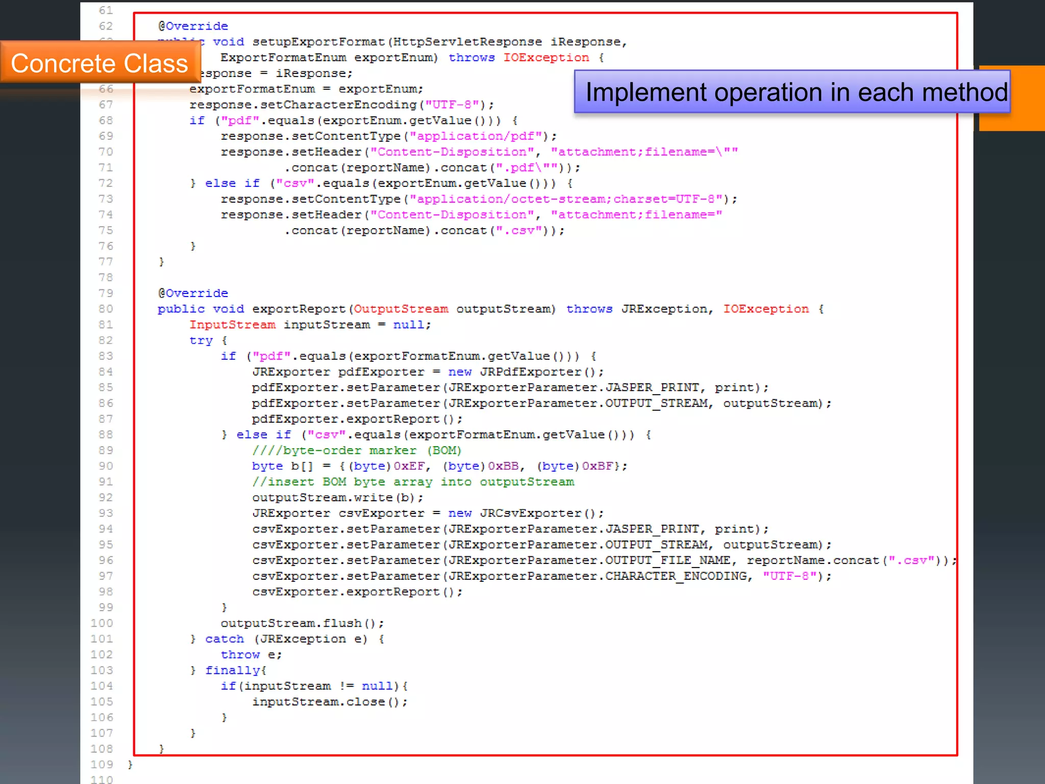 14Concrete ClassImplement operation in each method