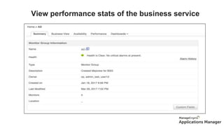 View performance stats of the business service
 
