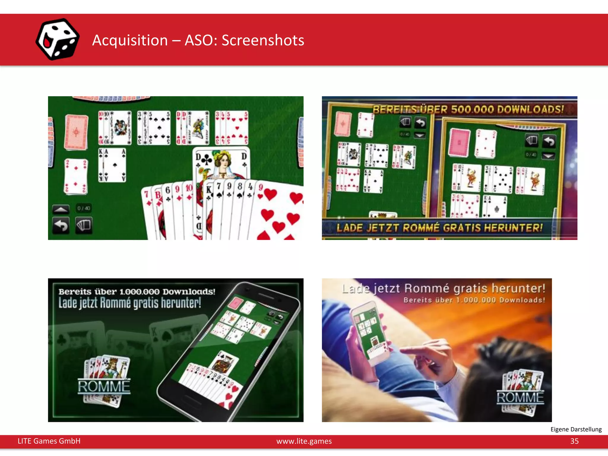 35LITE Games GmbH www.lite.games
Acquisition – ASO: Screenshots
Eigene Darstellung
 