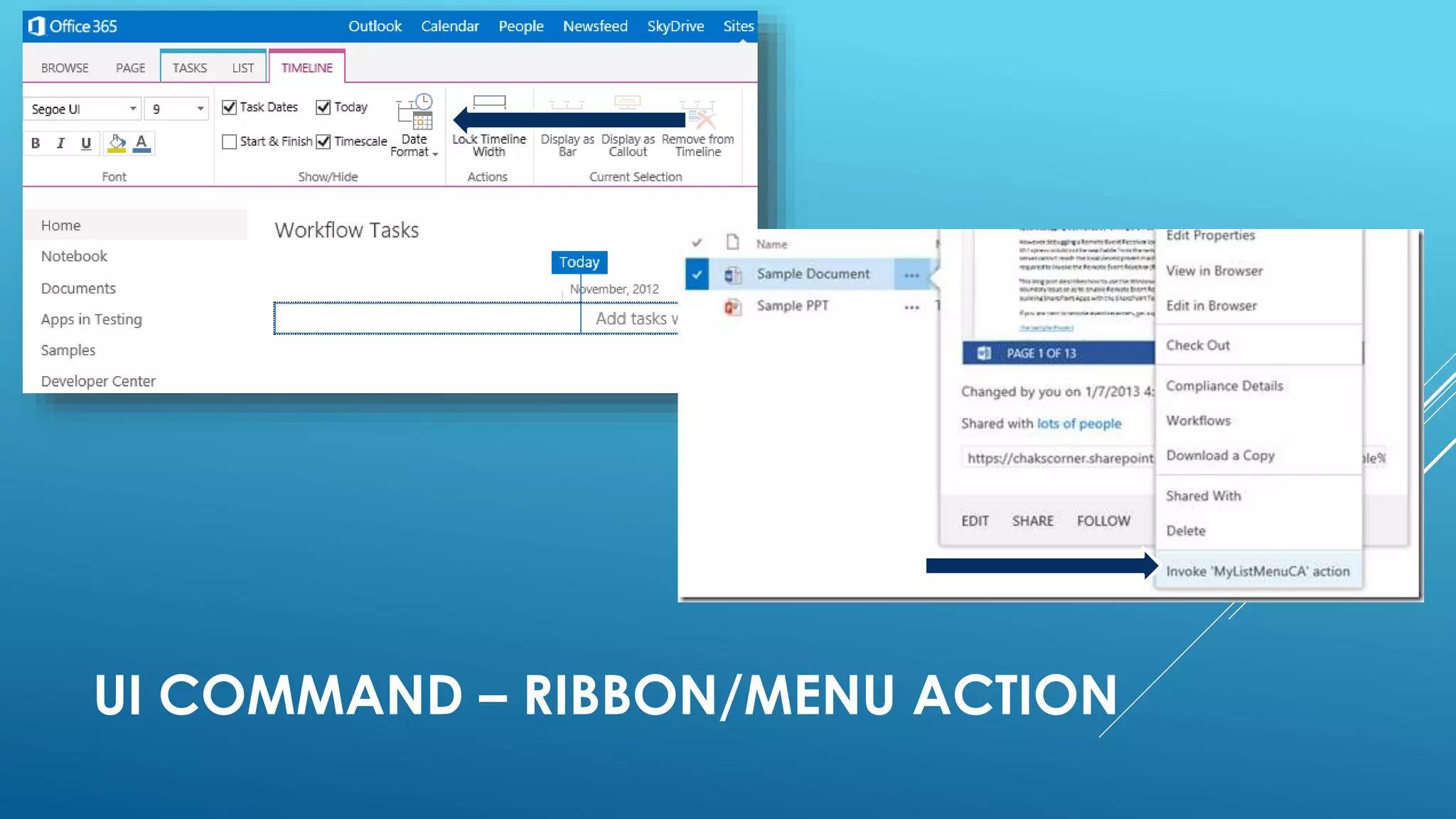 UI COMMAND – RIBBON/MENU ACTION
 