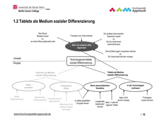 www.forschungsstelle.appmusik.de
1.2 Tablets als Medium sozialer Differenzierung
Norm personalisierten
Handelns
In die Tec...