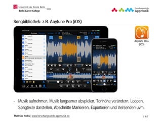 Matthias Krebs | www.forschungsstelle.appmusik.de
Instrumentenkunde: Liszt Sonata / Amphio Limited (iOS, iPad)
/ 61
Liszt ...