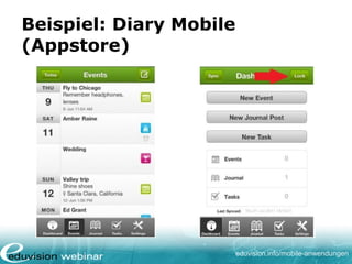 eduvision.de/mobile-anwendungen
Webapp Framework:
• jQuery mobile
• jquerymobile.com
• Gehört zum populären
jQuery
• Auf dem Markt oft verwendet
 
