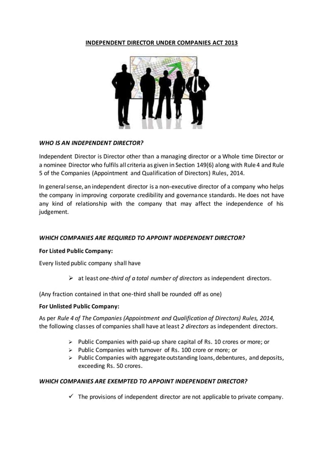 INDEPENDENT DIRECTOR UNDER COMPANIES ACT 2013 | PDF