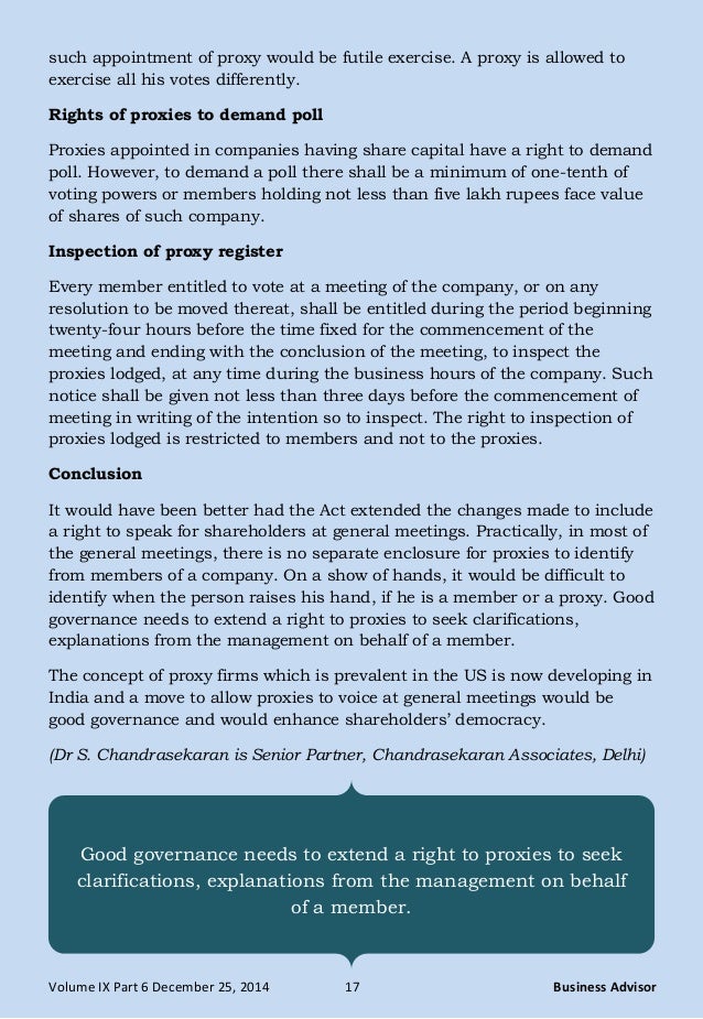 Appointment of proxy companies act 2013
