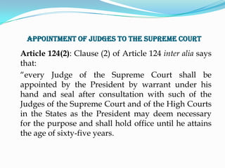 what is the procedure of appointment of supreme court judges