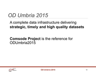 OD Umbria 2015
OD Umbria 2015 12
A complete data infrastructure delivering
strategic, timely and high quality datasets
Com...