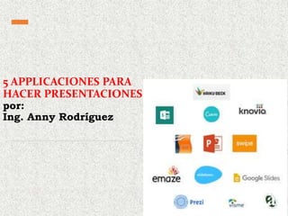 5 APPLICACIONES PARA
HACER PRESENTACIONES
por:
Ing. Anny Rodríguez
Liceo Sabana Japòn
 