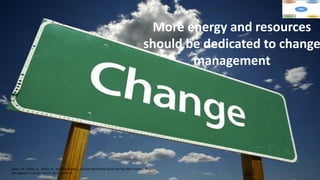 More energy and resources
should be dedicated to change
management
Aubry, M., Hobbs, B., Müller, R., and Blomquist, T. (2010a) Identifying forces driving PMO changes, Project
Management Journal, Vol.41, No.4, pp.30-45.
 
