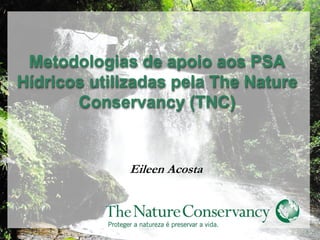 Metodologias de apoio aos PSA
Hídricos utilizadas pela The Nature
Conservancy (TNC)
Eileen Acosta
 