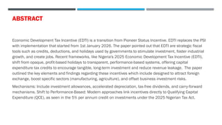Comprehensive Analysis of Nigeria's Economic Development Tax Incentive ...