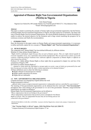 Ngo Human Rights Policy Examples Appraisal of human right non governmental organizations (ng os) in ...