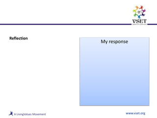 Reflection
www.vset.org
My response
 