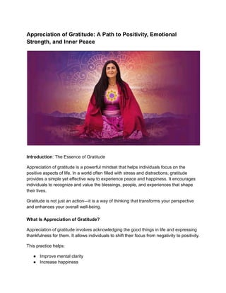 Appreciation of Gratitude_ A Path to Positivity, Emotional Strength ...
