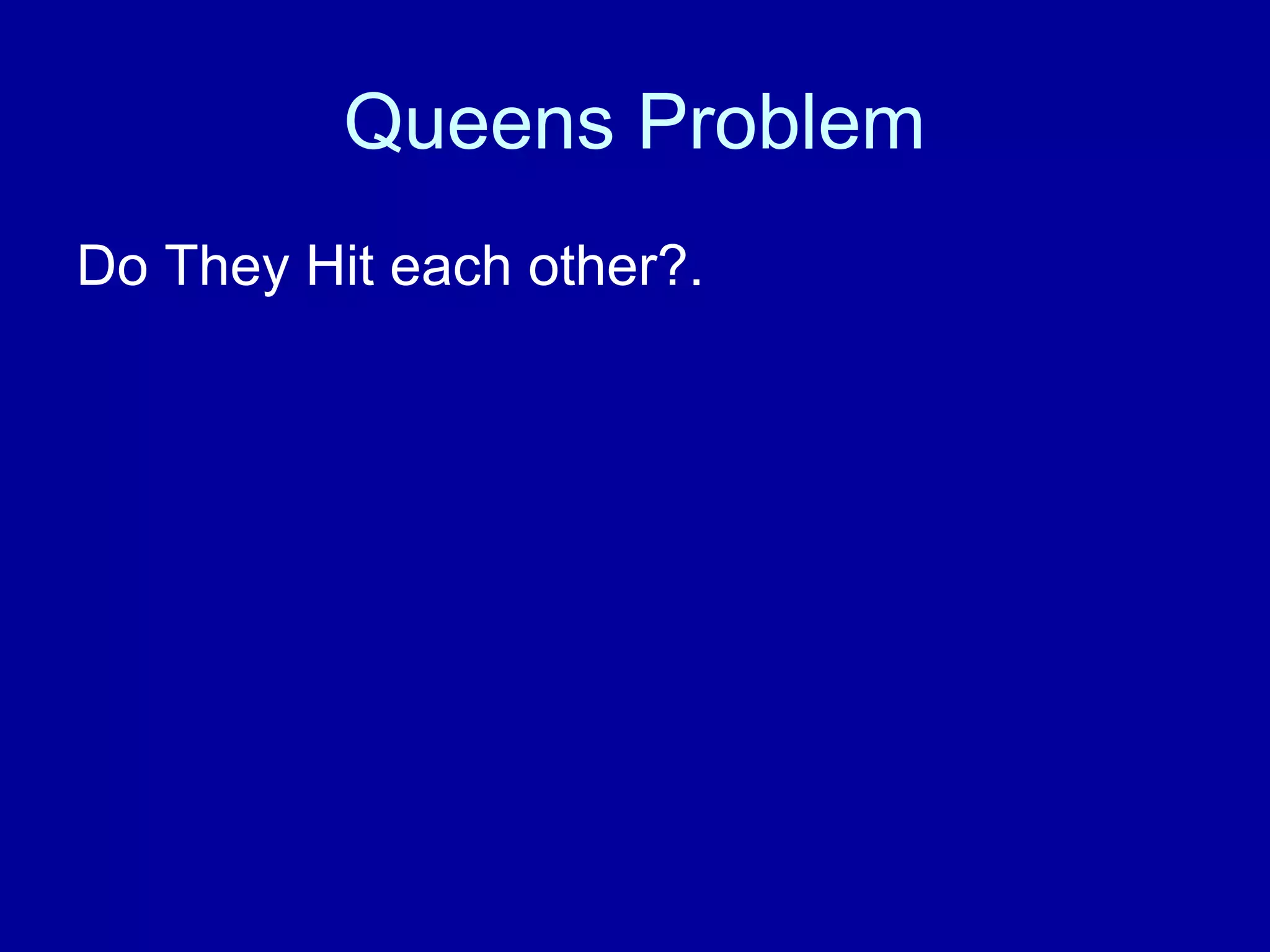 Queens Problem 
Do They Hit each other?. 
 