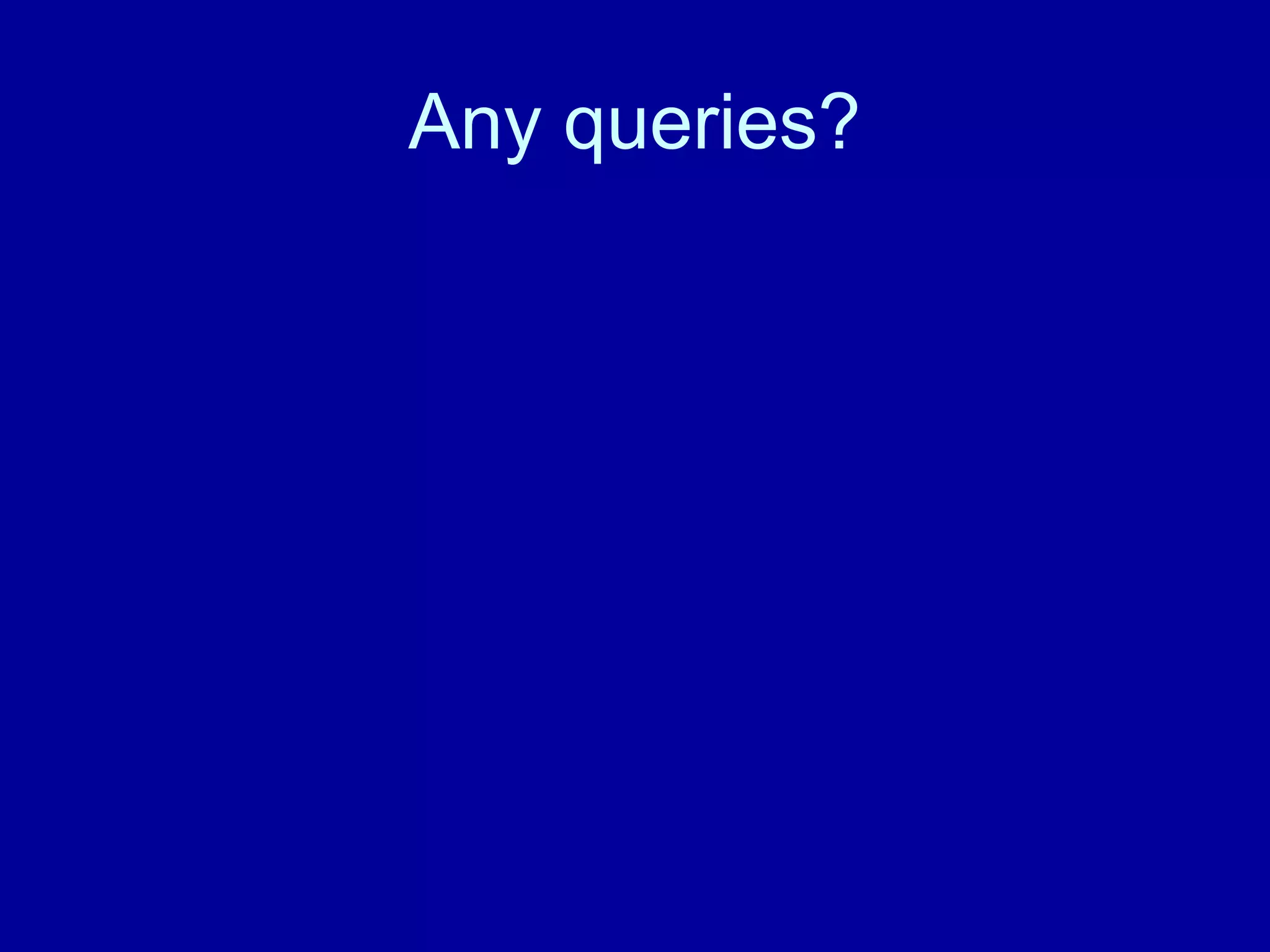 Any queries? 
 