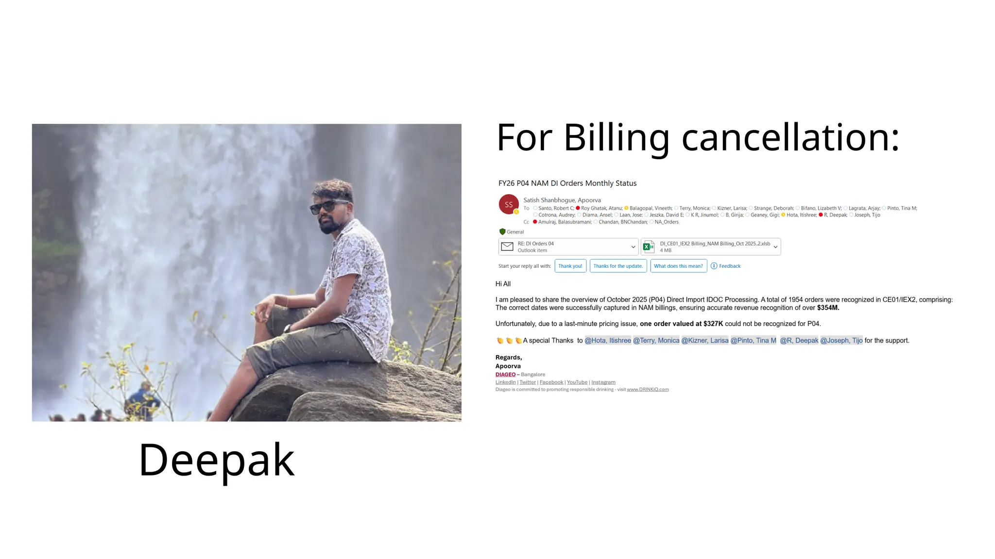 Deepak
For Billing cancellation:
 