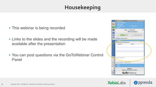 3 Copyright 2015. Confidential – Distribution prohibited without permission
Housekeeping
▪ This webinar is being recorded
▪ Links to the slides and the recording will be made
available after the presentation
▪ You can post questions via the GoToWebinar Control
Panel
 