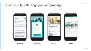 Proprietary + Confidential
Launching: App Re-Engagement Campaign
Search PlayDisplay Video
 