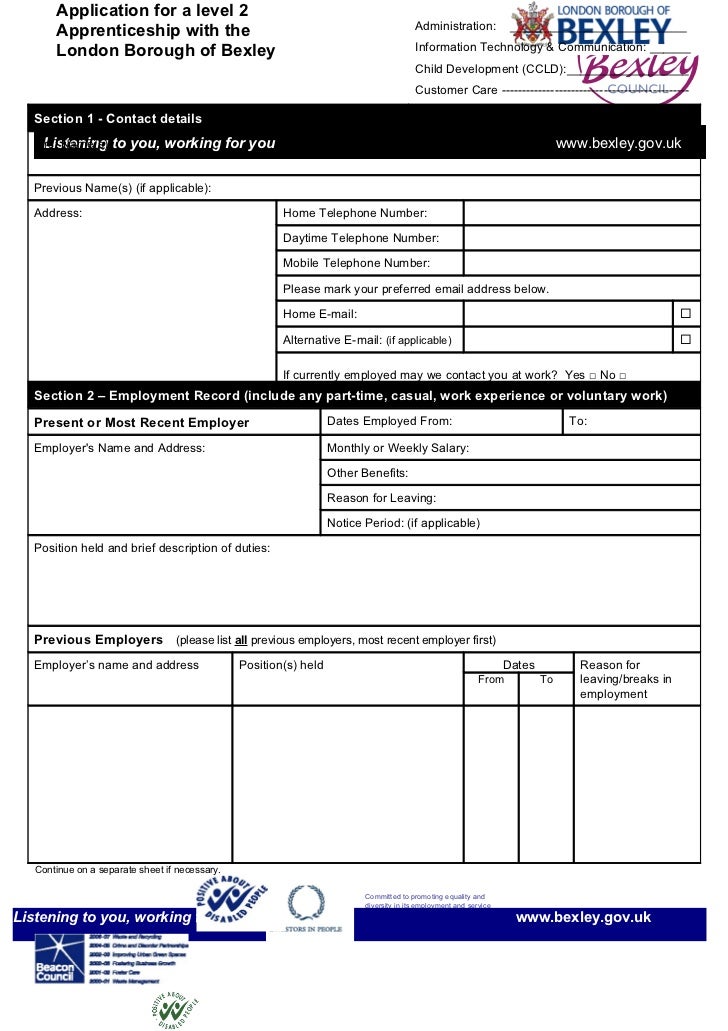 Apprentice application form sept 2010
