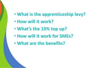 Apprenticeship levy part 1