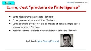 L'outil « mur » : un exemple sur « la mondialisation »
●
Parfait exemple de « mur » réalisé par les élèves de TS de Matthieu CLEMENT, professeur d'Histoire
Géographie au Lycée Évariste de Parny (île de La Réunion) : http://padlet.com/wall/mondialisationTS
●
Parfait exemple de « mur » réalisé par les élèves de TS de Matthieu CLEMENT, professeur d'Histoire
Géographie au Lycée Évariste de Parny (île de La Réunion) : http://padlet.com/wall/mondialisationTS
Gilles Le Page - @lepagegilles - nov 2013
ÉclairageÉclairage
 