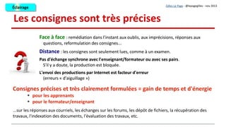 On se donne le temps !
➔
L’apprentissage suppose essais et erreurs, et s’en enrichit
➔
Les activités collaboratives sont chronophages
➔
Les activités sur le web sont chronophage
➔
Les activités sur PC sont souvent émaillées de bugs, plantages, …
➔
Le temps des présentations et de la capitalisation n’est pas compressible.
➔
L’apprentissage suppose essais et erreurs, et s’en enrichit
➔
Les activités collaboratives sont chronophages
➔
Les activités sur le web sont chronophage
➔
Les activités sur PC sont souvent émaillées de bugs, plantages, …
➔
Le temps des présentations et de la capitalisation n’est pas compressible.
Gilles Le Page - @lepagegilles - nov 2013
ÉclairageÉclairage
 