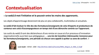 1ère partie : le déroulé de la séance en 8 étapes
1. Démarrage de séance
2. Organisation du travail
3. Outil de travail
4. Consignes précises
5. Production collaborative
6. Réception des travaux
7. Présentation en grand groupe
8. Capitalisation
1. Démarrage de séance
2. Organisation du travail
3. Outil de travail
4. Consignes précises
5. Production collaborative
6. Réception des travaux
7. Présentation en grand groupe
8. Capitalisation
Déroulement de la séanceDéroulement de la séance
 