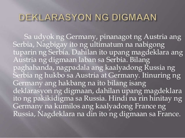 Mahahalagang Pangyayari Sa Digmaan Sa Europe Unang Digmaang Pandaigdig