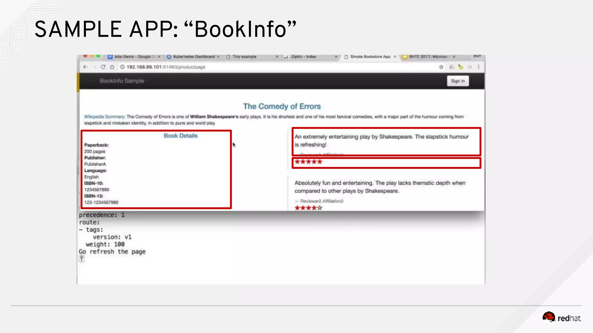 SAMPLE APP: “BookInfo”
 